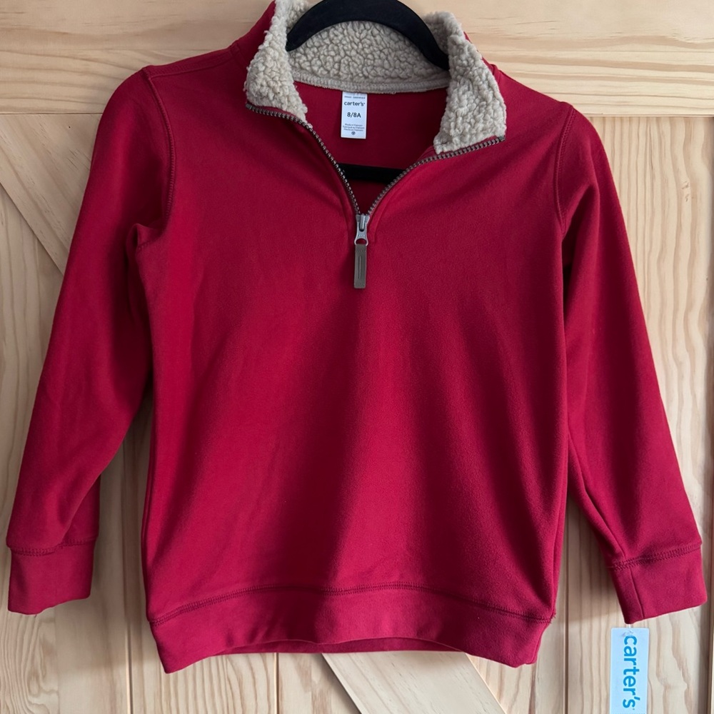 NWT! Carter's Red Fleece-Lined Quarter-Zip Pullover